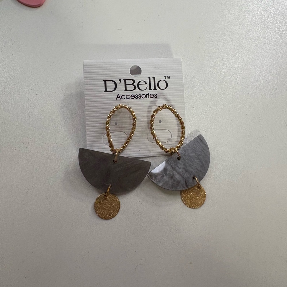 D’Bello Gold and Gray Statement Earrings